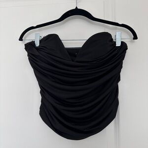 NWT - Express Elegant Black Draped Strapless Top Size M